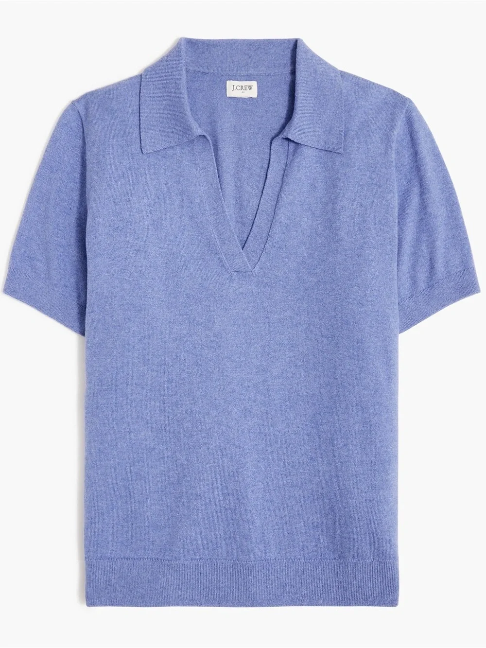 J. Crew Outlet Cotton Blend Polo Sweater Top Shirt Short Sleeve Blue Cashmere